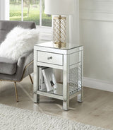 Acme - Nysa Accent Table 97959 Mirrored & Faux Crystals
