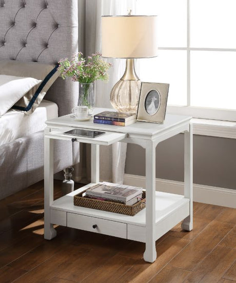 Acme - Seatlas Accent Table 97975 Antique White Finish