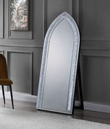 Acme - Noralie Floor Mirror W/Led 97981 Mirrored & Faux Diamonds