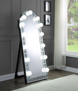 Acme - Noralie Floor Mirror 97983 Mirrored & Faux Diamonds