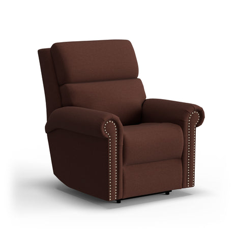 Bernard Power Fabric Recliner With Power Headrest & Lumbar, Nailhead Trim | Flexsteel