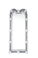 Acme - Noralie Floor Mirror 97985 Mirrored & Faux Diamonds