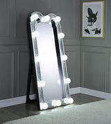 Acme - Noralie Floor Mirror 97985 Mirrored & Faux Diamonds