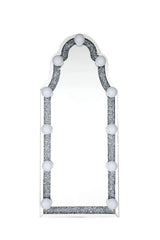 Acme - Noralie Floor Mirror 97986 Mirrored & Faux Diamonds