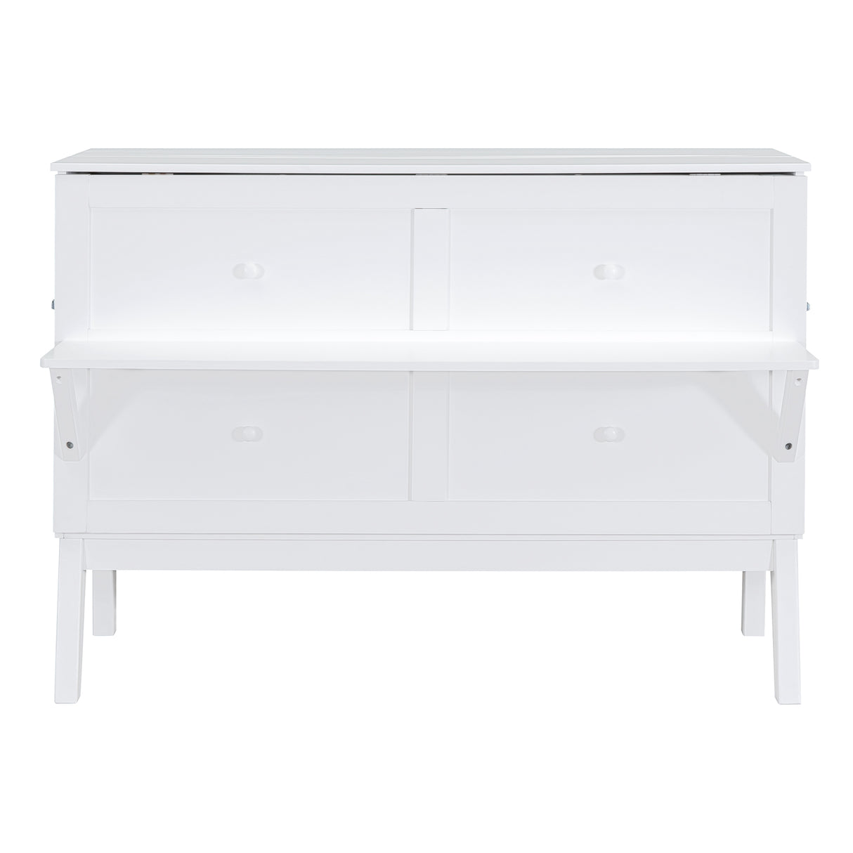 Queen Size Murphy Bed with USB Port and removable Shelves on Each Side,White - Home Elegance USA