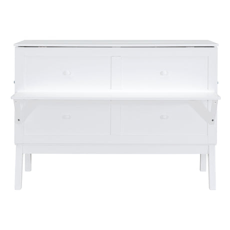 Queen Size Murphy Bed with USB Port and removable Shelves on Each Side,White - Home Elegance USA
