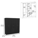 Kibo 6 Doors Armoire, One Drawer, Rod, Seven Interior Shelves, Black Wengue / White -Bedroom - sold by Home Elegance USA