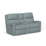 Catalina Transitional Fabric Power Reclining Loveseat With Console | Flexsteel