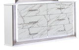 Desire Dresser Marble Patterned Drawer Fronts with Sleek White Finish, Metallic Handle  and Six Spacious Drawers for Elegant Bedroom Storage (INCLUDES ONLY DRESSER)  same as B009P309336 (CA inventory)