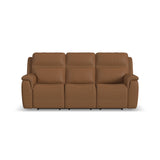 Sawyer Power Reclining Sofa With Power Headrests & Lumbar - Dark Brown | Flexsteel