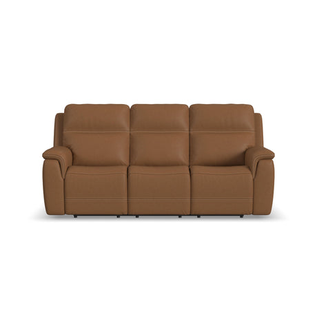 Sawyer Power Reclining Sofa With Power Headrests & Lumbar - Dark Brown | Flexsteel