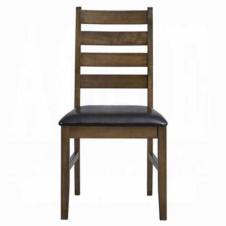 Walnut Finish 5pc Dining Set Table and 4 Side Chairs Brown Synthetic Leather Upholstery Solid Rubber Wood Kitchen Furniture - sold by Home Elegance USA