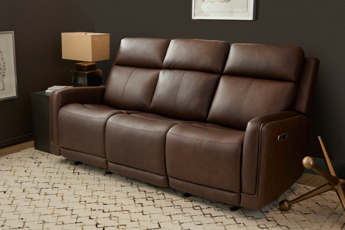Alister Power Gliding Sofa With Power Headrests & Lumbar - Burnt Umber | Flexsteel