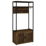 Hall Tree - Quincy 2-door Engineered Wood Hall Tree Dark Pine and Black