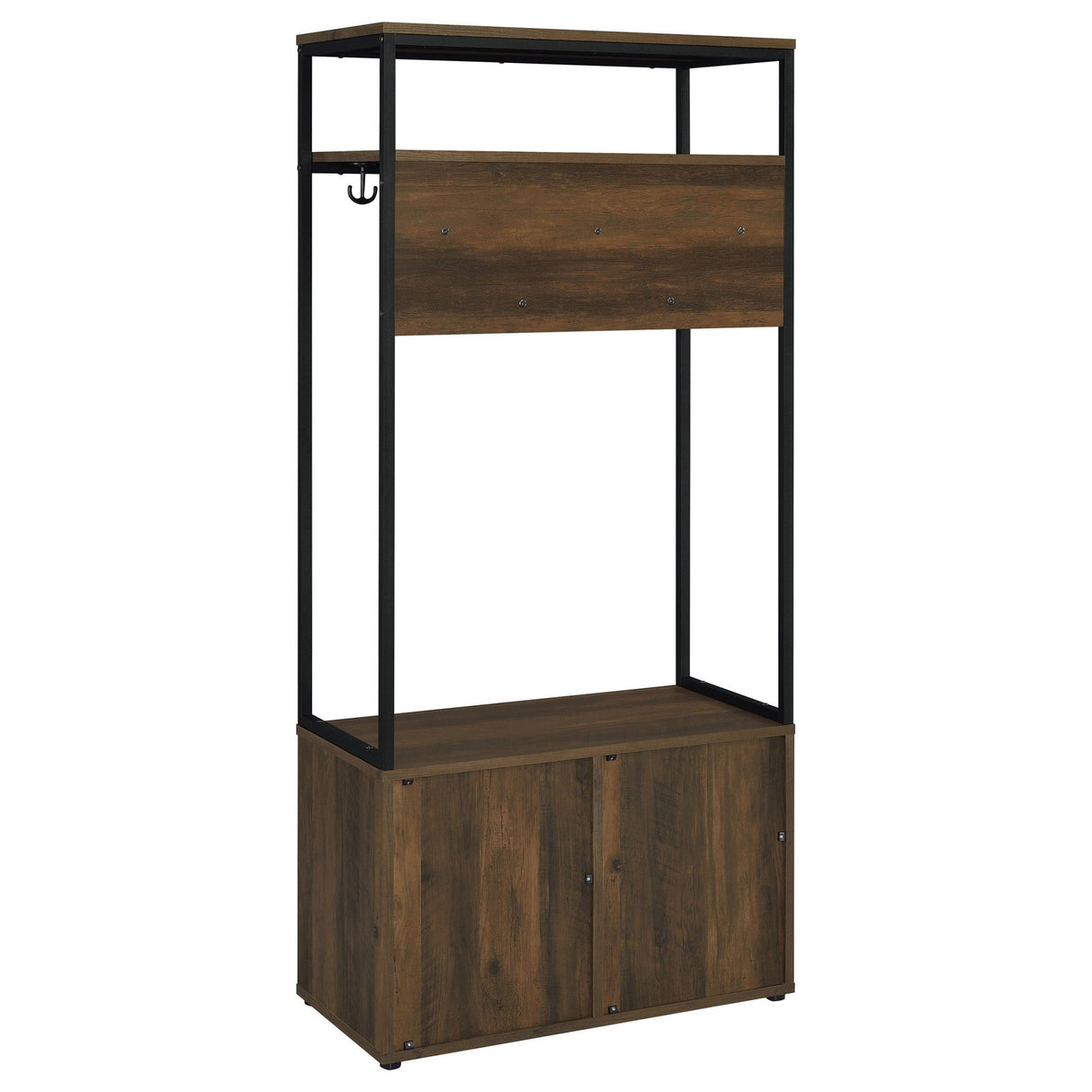 Hall Tree - Quincy 2-door Engineered Wood Hall Tree Dark Pine and Black