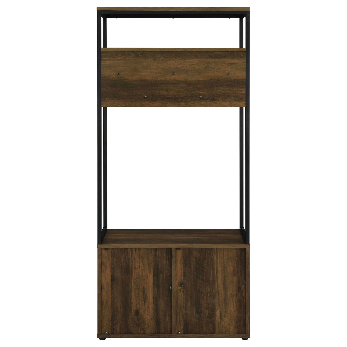 Hall Tree - Quincy 2-door Engineered Wood Hall Tree Dark Pine and Black