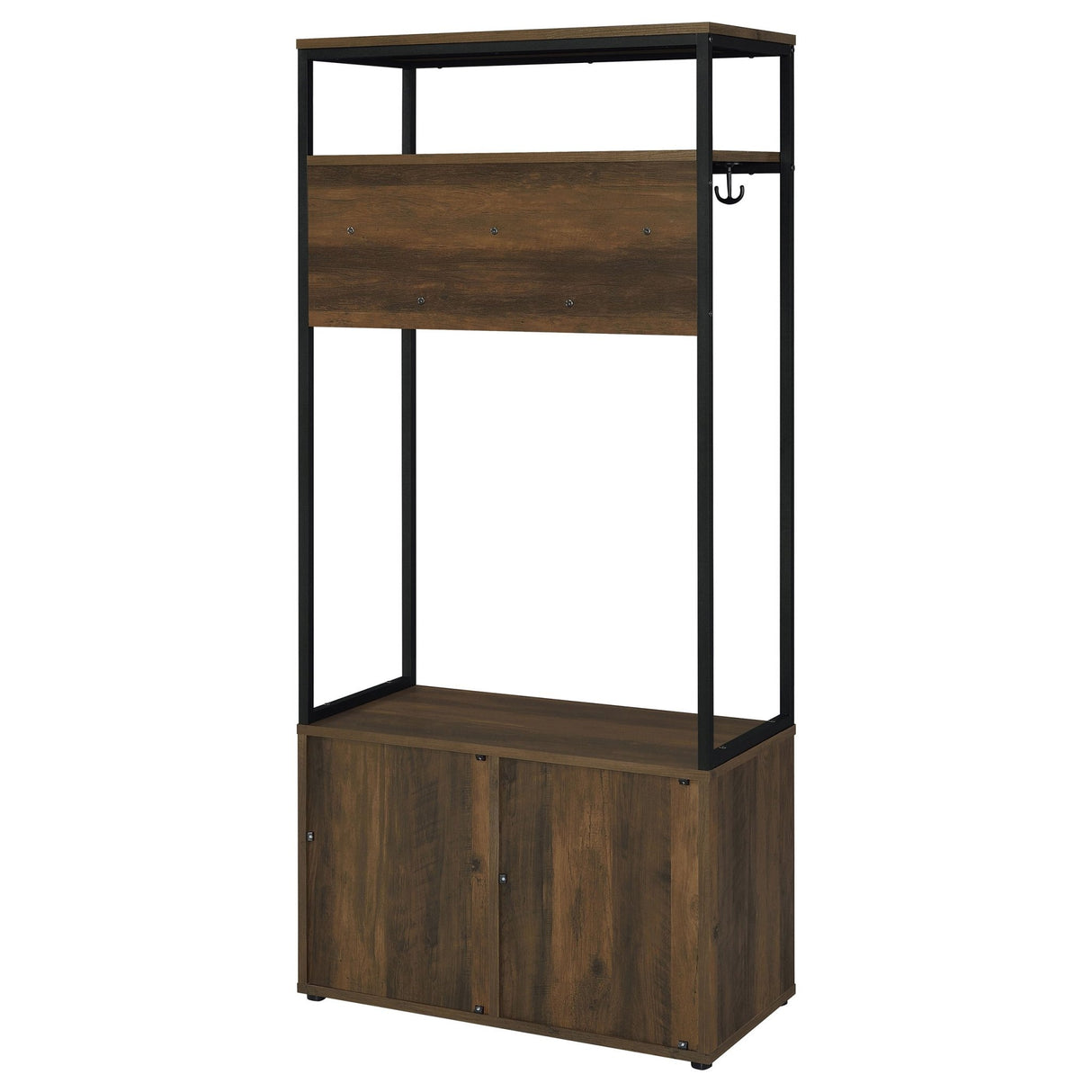 Hall Tree - Quincy 2-door Engineered Wood Hall Tree Dark Pine and Black