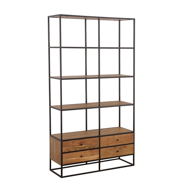 Belcroft 4 - drawer Etagere Natural Acacia and Black | Coaster - 980056 - Home Elegance USA - 1