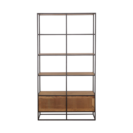 Bookcase - Belcroft 4-drawer Etagere Natural Acacia and Black