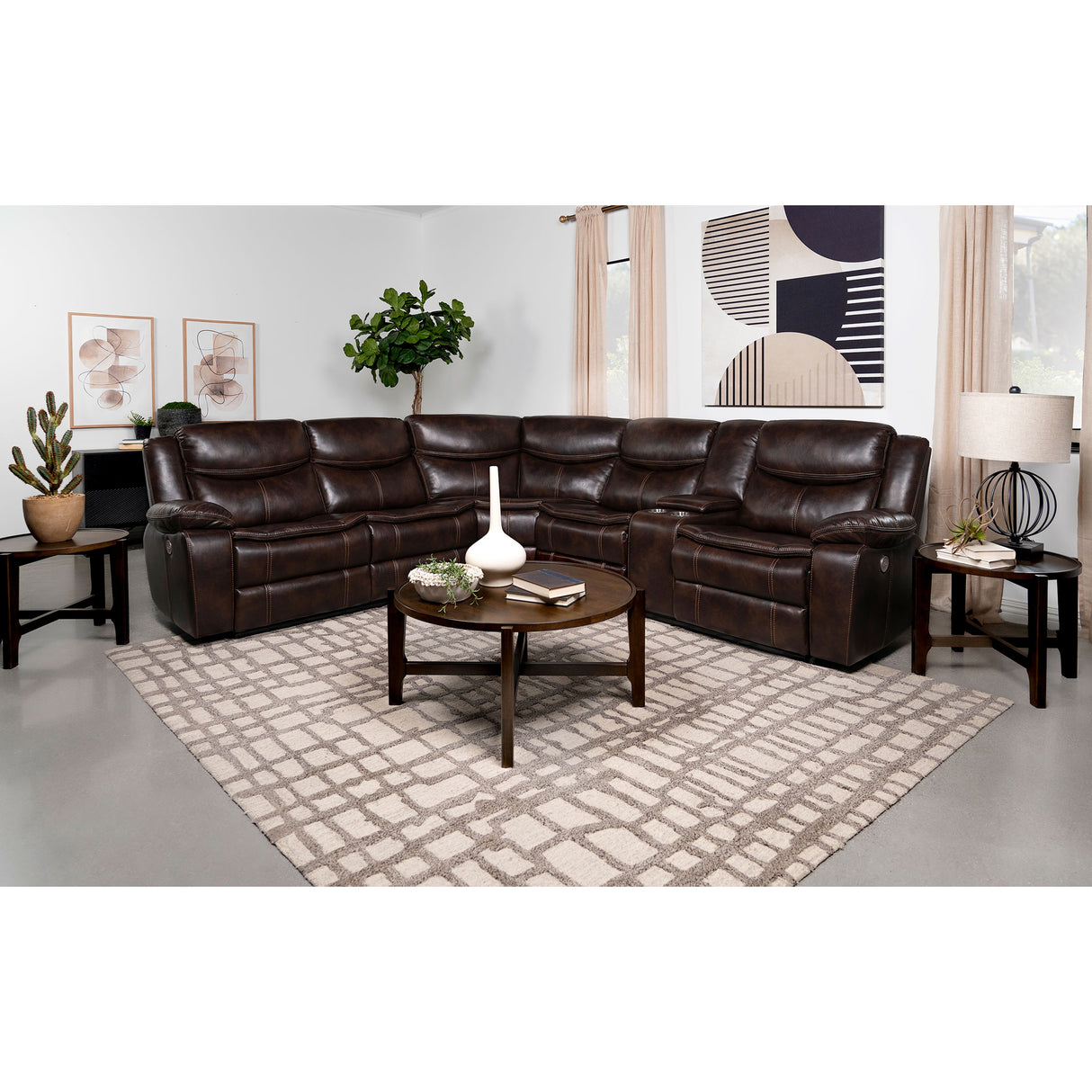 McLean Dark Brown Power Reclining Sectional Sofa