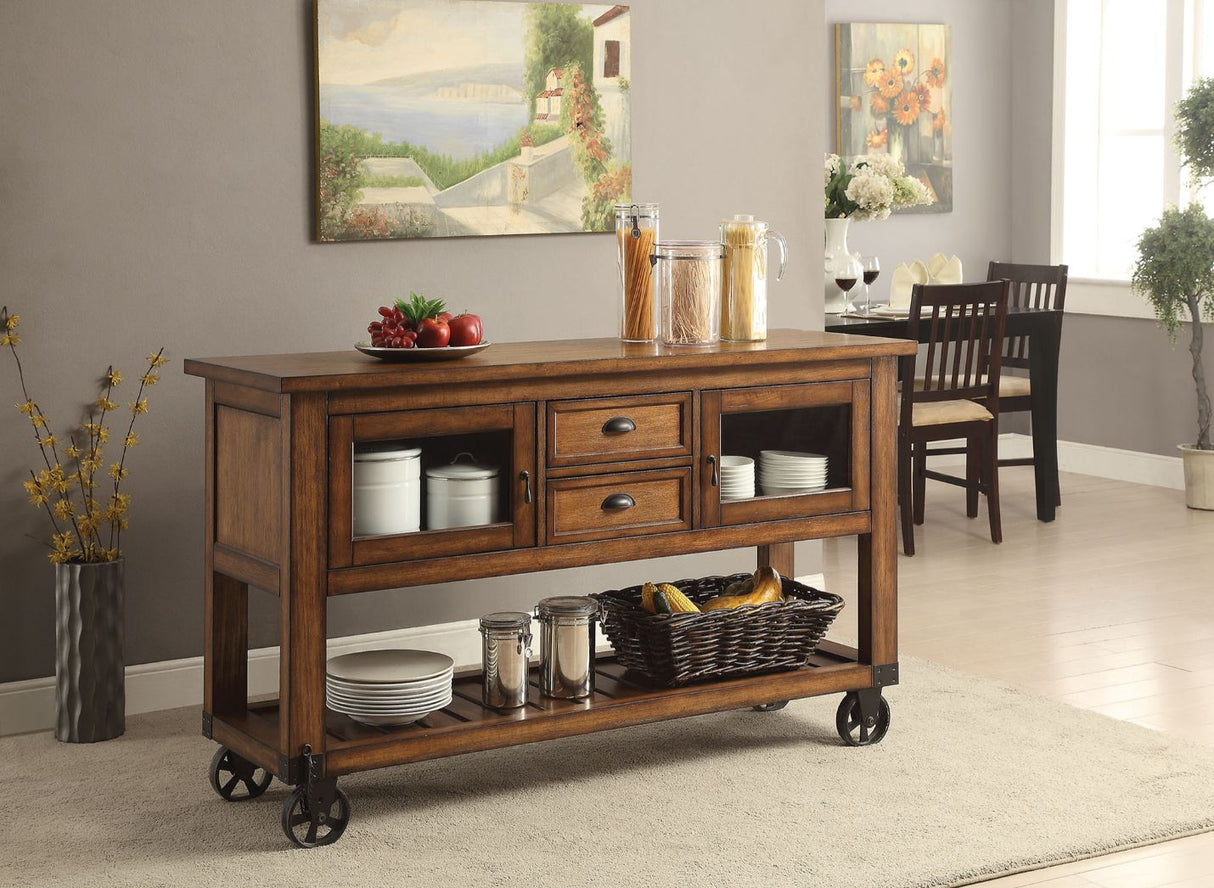 Acme - Kadri Kitchen Cart 98180 Distressed Chestnut Finish