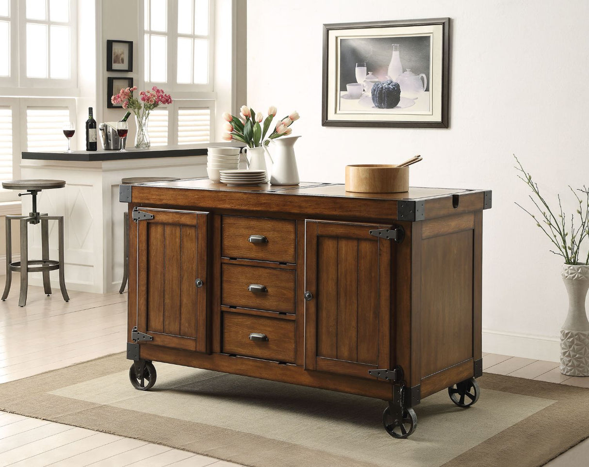 Acme - Kabili Kitchen Cart 98186 Antique Tobacco Finish