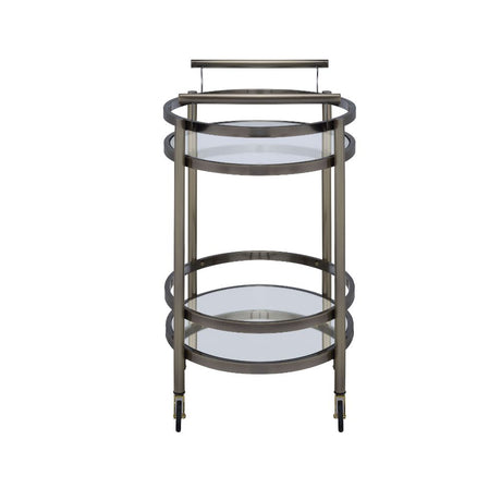 Acme - Lakelyn Serving Cart 98190 Clear Glass & Brushed Bronze Finish