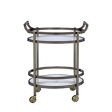 Acme - Lakelyn Serving Cart 98190 Clear Glass & Brushed Bronze Finish