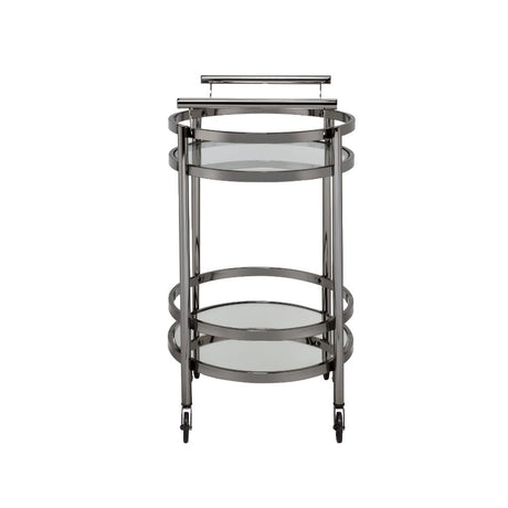 Acme - Lakelyn Serving Cart 98191 Clear Glass & Black Nickel Finish