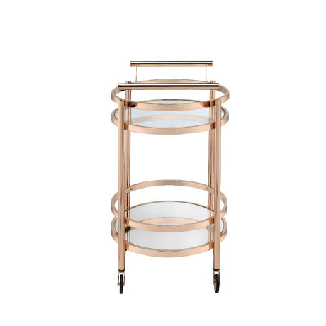 Acme - Lakelyn Serving Cart 98192 Clear Glass & Rose Gold Finish