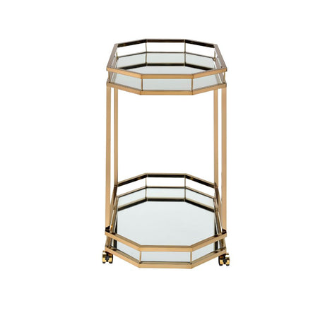 Acme - Lacole Serving Cart 98197 Mirrored & Champagne Finish