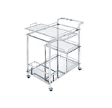 Acme - Splinter Serving Cart 98215 Clear Glass & Chrome Finish