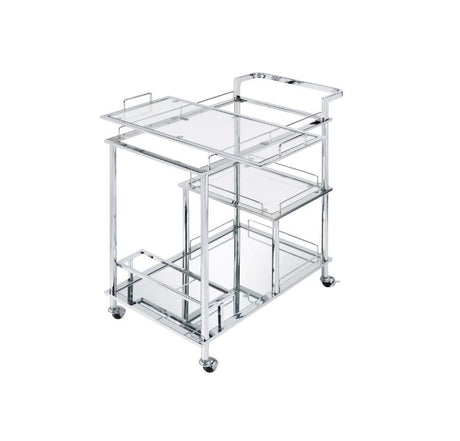 Acme - Splinter Serving Cart 98215 Clear Glass & Chrome Finish