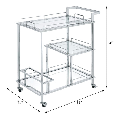 Acme - Splinter Serving Cart 98215 Clear Glass & Chrome Finish