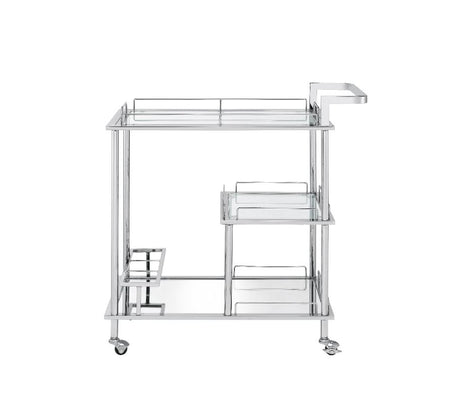 Acme - Splinter Serving Cart 98215 Clear Glass & Chrome Finish