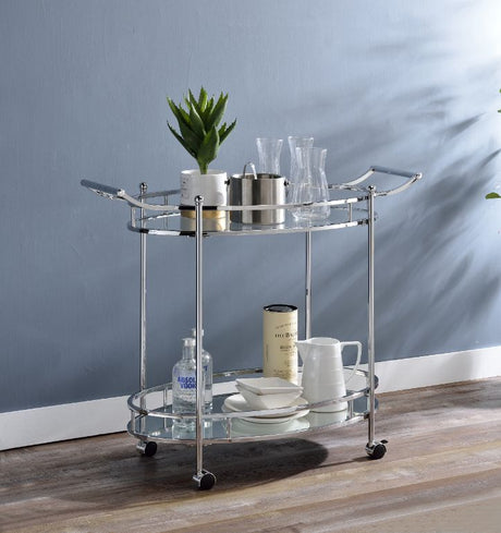 Acme - Jinx Serving Cart 98216 Clear Glass & Chrome Finish