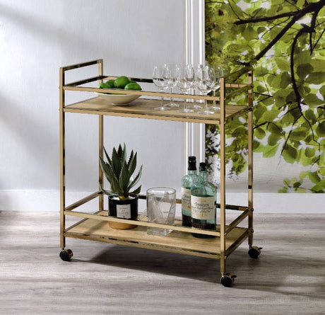 Barb Serving Cart 98218 Natural & Champagne Finish | Acme - 98218 - Home Elegance USA - 3