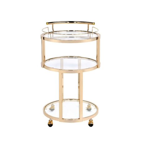 Acme - Madelina Serving Cart 98286 Clear Glass & Gold Finish