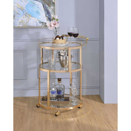 Acme - Madelina Serving Cart 98286 Clear Glass & Gold Finish