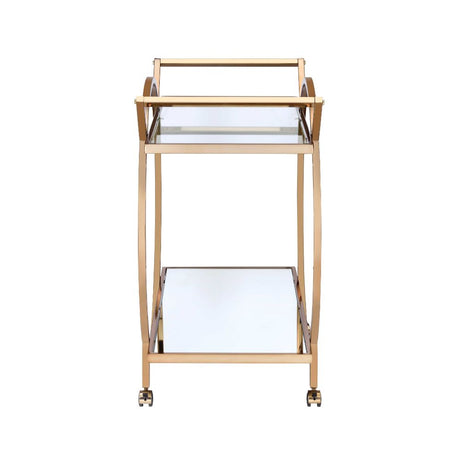 Acme - Traverse Serving Cart 98295 Mirrored & Champagne Finish