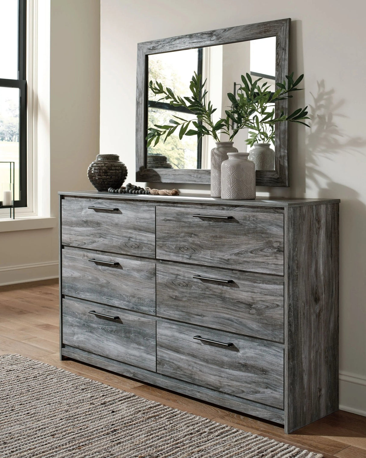 Baystorm - Gray - King Panel Bed With 4 Storage Drawers - 8 Pc. - Dresser, Mirror, Chest, King Bed | Ashley | Home Elegance USA