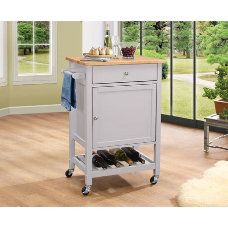 Acme - Hoogzen Kitchen Cart 98300 Natural & Gray Finish