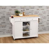 Acme - Tullarick Kitchen Cart 98305 Natural Wooden Top & White Finish