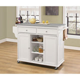 Acme - Tullarick Kitchen Cart 98307 Stainless Steel Top & White Finish