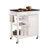 Acme - Ottawa Kitchen Cart 98320 Black Wooden Top & White Finish