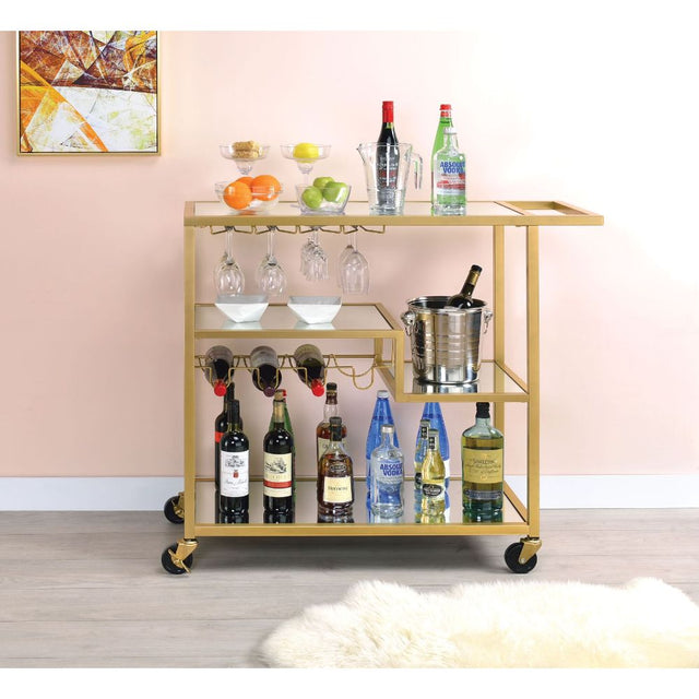 Adamsen Serving Cart 98354 Mirrored & Champagne Finish | Acme - 98354 - Home Elegance USA - 1