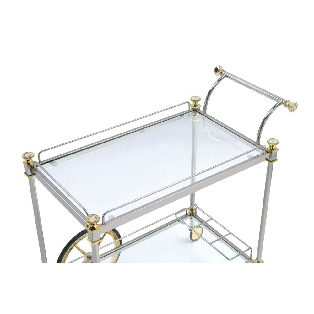 Cyrus Serving Cart 98372 Clear Glass & Silver/Gold Finish | Acme - 98372 - Home Elegance USA - 2