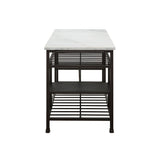 Acme - Lanzo Kitchen Island 98400 Marble Top & Gunmetal Finish