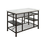 Acme - Lanzo Kitchen Island 98400 Marble Top & Gunmetal Finish