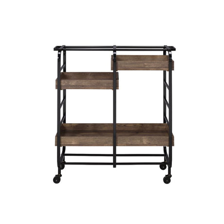 Acme - Vorrik Serving Cart 98410 Black & Walnut Finish